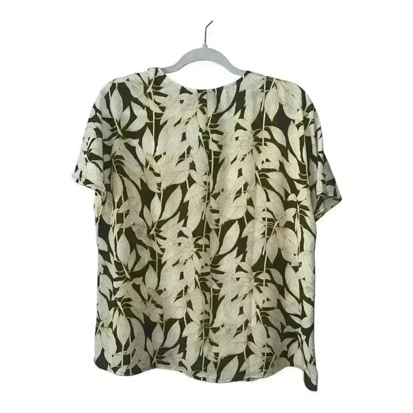 Worthington Olive Green V-Neck Georgette Blouse, Lareg - Picture 4 of 7